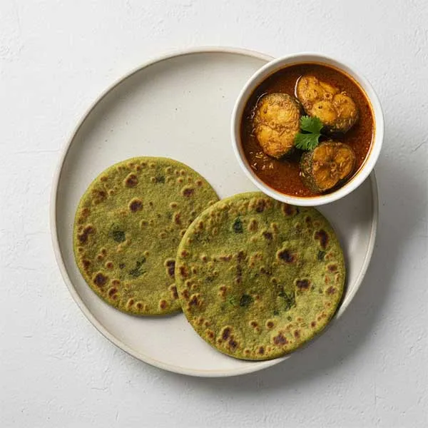 Ajwani Fish masala with palak paratha
